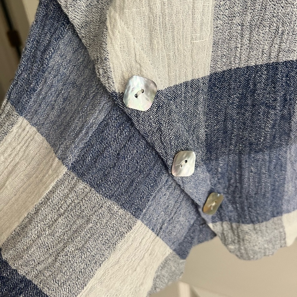 EUC HABITAT Denim Blue Plaid Top - Picture 4 of 8